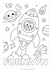 Gratis tegning Katt Rakett Kjøretøy Dyr Rom Planeter og solsystemet Måne Hunder og katter Astronomi Luftfartøy