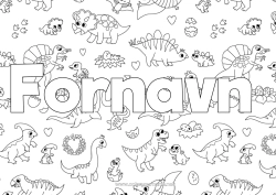 Gratis farvelægning Dinosaurer Dyr Dekoreret navn Diplodocus Triceratops Dekorativ baggrund