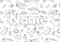 Free drawing Dinosaurs Animal Decorated name Diplodocus Triceratops Decorative background