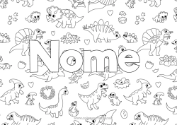 Colorazione gratuita Dinosauri Animale Nome decorato Diplodoco Triceratopo Sfondo decorativo