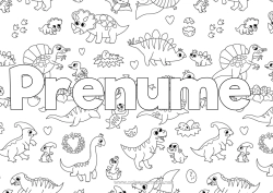 Desen liber de colorat Dinozauri Animal Nume decorat Diplodocus Triceratops Fundal decorativ