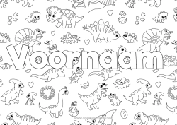 Gratis tekening Dinosaurussen Dier Gedecoreerde naam Diplodocus Triceratops Decoratieve achtergrond
