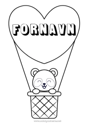Gratis tegning Hjerte Kawaii Køretøjer Dyr Panda Luftballon Andre dyr i verden Luftfartøjer