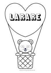 Gratis färgläggning Hjärta Söt Fordon Djur Panda Luftballong Andra djur i världen Luftfartyg