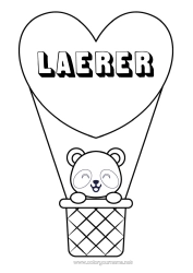 Gratis farvelægning Hjerte Kawaii Køretøjer Dyr Panda Luftballon Andre dyr i verden Luftfartøjer