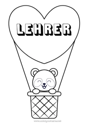 Kinder-Malvorlage Herz Kawaii Fahrzeuge Tier Panda Heißluftballon Andere Tiere der Welt Flugzeuge