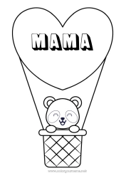 Kinder-Malvorlage Herz Kawaii Fahrzeuge Tier Panda Heißluftballon Andere Tiere der Welt Flugzeuge