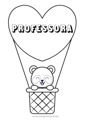 Desenho grátis Coração Kawaii Veículos Animal Panda Balão de Ar Quente Outros animais do mundo Veículos aéreos