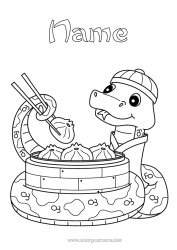 Colouring to customise Animal Chinese New Year Snake Reptiles Dim Sum