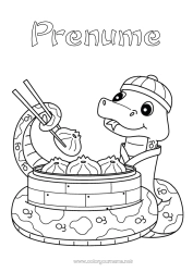 Pagină de colorat gratuită Animal Anul Nou Chinezesc Șarpe Reptile Dim Sum