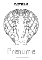 Desen liber de colorat La mulți ani! Anul Nou Chinezesc Șarpe Reptile 2025