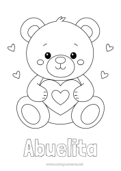 Niño página para colorear Llevar Lindo Corazón Te amo Osito Día de San Valentín Animales del bosque Juegos y juguetes Peluche