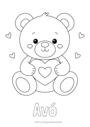 Página de desenho infantil Urso Fofo Coração Eu te amo Filhote de urso Dia dos Namorados Animais da floresta Jogos e brinquedos Pelúcia