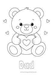 Free colouring Bear Cute Heart I love you. Teddy bear Valentine's Day Forest animals Games and toys Soft toy
