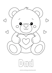 Child coloring page Bear Cute Heart I love you Teddy Bear Valentine's Day Forest animals Games and toys Plush
