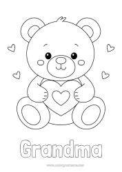 Free coloring Bear Cute Heart I love you Teddy Bear Valentine's Day Forest animals Games and toys Plush