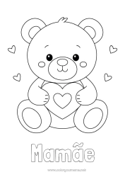 Página de desenho infantil Urso Fofo Coração Eu te amo Filhote de urso Dia dos Namorados Animais da floresta Jogos e brinquedos Pelúcia