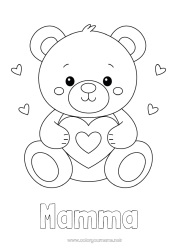 Pagina da colorare per bambini Orso Carino Cuore Ti amo Orsetto San Valentino Animali della foresta Giochi e giocattoli Peluche