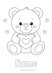 Colouring to customise Bear Cute Heart I Love You. Teddy Bear Valentine's Day Forest Animals Games And Toys Soft Toy