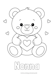 Pagina da colorare per bambini Orso Carino Cuore Ti amo Orsetto San Valentino Animali della foresta Giochi e giocattoli Peluche