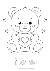 Pagina da colorare per bambini Orso Carino Cuore Ti amo Orsetto San Valentino Animali della foresta Giochi e giocattoli Peluche