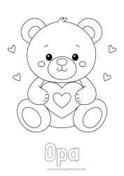 Kinder-Malvorlage Bär Niedlich Herz Ich liebe dich Teddybär Valentinstag Waldtiere Spiele und Spielzeug Plüsch
