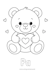 Kleurplaat voor kinderen Beer Schattig Hart Ik hou van jou Knuffelbeer Valentijnsdag Bosdieren Spellen en speelgoed Knuffel