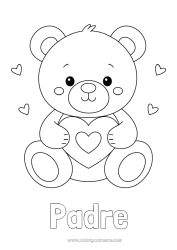 Niño página para colorear Llevar Lindo Corazón Te amo Osito Día de San Valentín Animales del bosque Juegos y juguetes Peluche