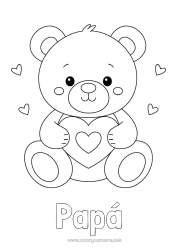 Colorear gratis Llevar Lindo Corazón Te amo Osito Día de San Valentín Animales del bosque Juegos y juguetes Peluche