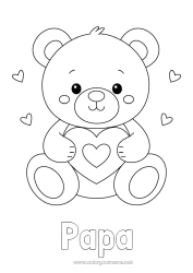Kinder-Malvorlage Bär Niedlich Herz Ich liebe dich Teddybär Valentinstag Waldtiere Spiele und Spielzeug Plüsch