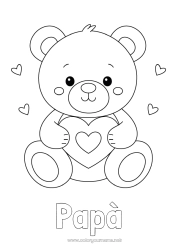 Pagina da colorare per bambini Orso Carino Cuore Ti amo Orsetto San Valentino Animali della foresta Giochi e giocattoli Peluche