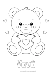 Página de desenho infantil Urso Fofo Coração Eu te amo Filhote de urso Dia dos Namorados Animais da floresta Jogos e brinquedos Pelúcia