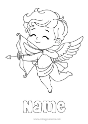 Colouring to customise I Love You. Valentine's Day Cupid Angel