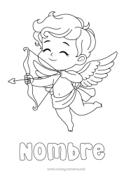 Colorear gratis Te amo Día de San Valentín Cupido ángel