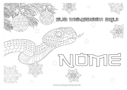 Desenho grátis Natal Flocos de neve Animal Serpente Zentangle Répteis