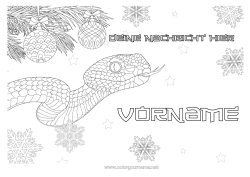 Kostenlose Malvorlage Weihnachten Schneeflocken Tier Schlange Zentangle Reptilien