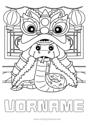 Kostenlose Malvorlage Fest Tier Chinesisches Neujahr Chinesische Laterne Schlange China Reptilien
