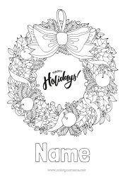 Colouring to customise Christmas Christmas Wreath