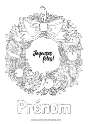 Coloriage gratuit Noël Couronne de Noël