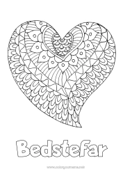 Farvelægningssiden for børn Hjerte Mandala God fest Jeg elsker dig. Valentinsdag Stort hjerte