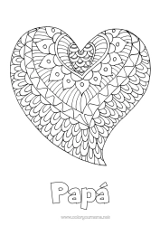 Colorear gratis Corazón Mandala Feliz día de fiesta Te amo Día de San Valentín Gran corazón