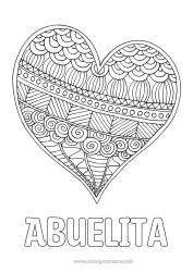 Niño página para colorear Corazón Mandala Feliz día de fiesta Te amo Día de San Valentín Gran corazón