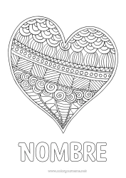 Colorear gratis Corazón Mandala Feliz día de fiesta Te amo Día de San Valentín Gran corazón