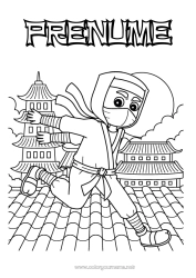 Pagină de colorat personalizată Erou Japon China - China Ninja Pagodă