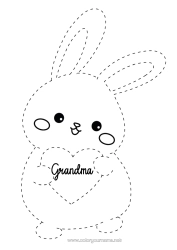 Free coloring Heart I love you Bunny Trace and color Forest animals