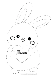 Coloriage enfant Coeur Je t'aime Lapin Trace et colorie Animaux de la forêt