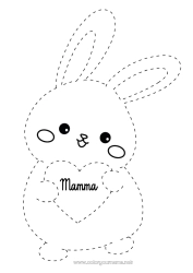 Pagina da colorare per bambini Cuore Ti amo Coniglio Traccia e colora Animali della foresta