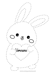 Malvorlage anpassen Herz Ich liebe dich Hase Spur und Male Waldtiere