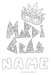 Colouring to customise Mask Carnival Mardi Gras