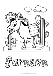 Gratis fargelegging Dyr Kaktus Mexico Gårdsdyr Sombrero Esel